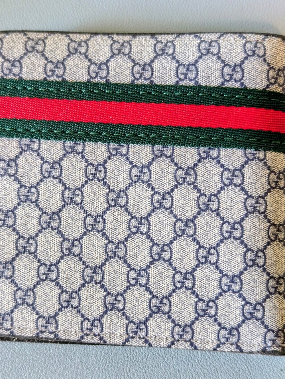Gucci GG Supreme Canvas Bi-Fold Wallet with Green & Red Web Stripe